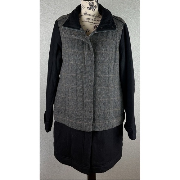 Prana NWT Caprice Convertible Wool Blend High Collar Jacket Herringbone Medium - Picture 3 of 15